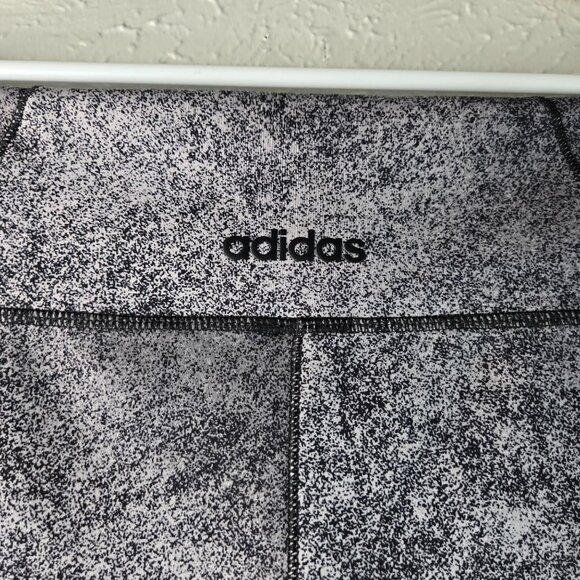 Adidas Leggings Size Medium Gray Black Stretchy Athletic Workout Pull On Pants - Picture 9 of 10